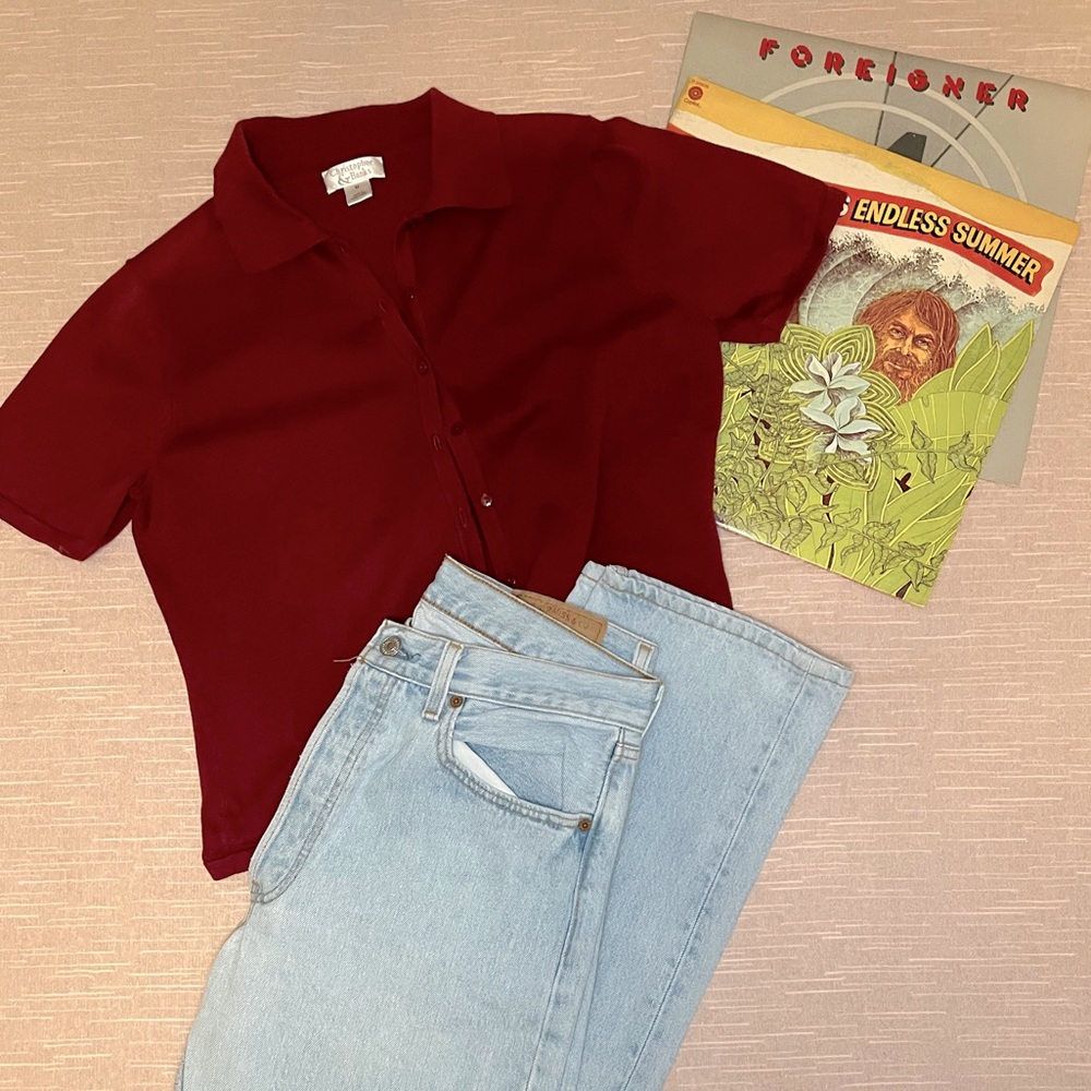 Maroon Collard Short Sleeve Shirt
